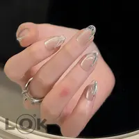 洛克奈儿『清冷感』猫眼透明法式 纯手工穿戴甲冰透ins镶钻高级款