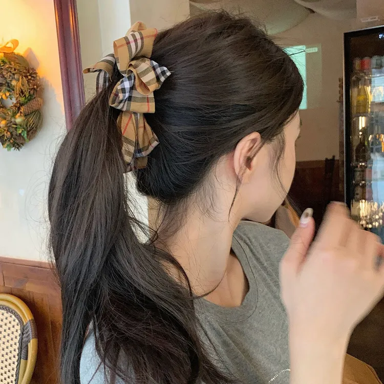 英伦学院风格纹结香蕉夹竖夹后脑勺显发量高马尾发夹气质发饰
