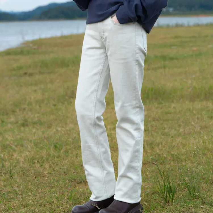 Lilanz/利郎【挺括质感】男士3D复古品质高阶米黄色直筒牛仔裤