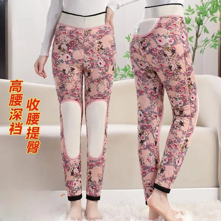 女式驼绒棉保暖棉裤 中老年高腰护膝款 冬季外穿加厚束脚不掉裆