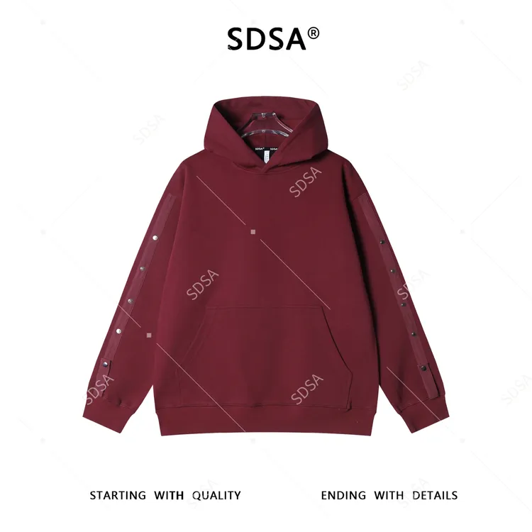 SDSA男士秋冬新款痞帅男装时尚金属设计连帽卫衣百搭宽松套头上衣