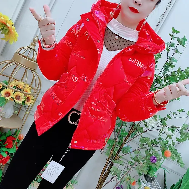 亮面免洗棉服棉衣女短款外套冬季新款显瘦小个子加厚时尚小棉袄女