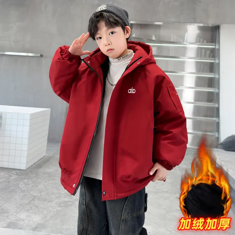 儿童装男童冬季加绒加厚派克服外套2025新款中大童棉袄男孩棉服