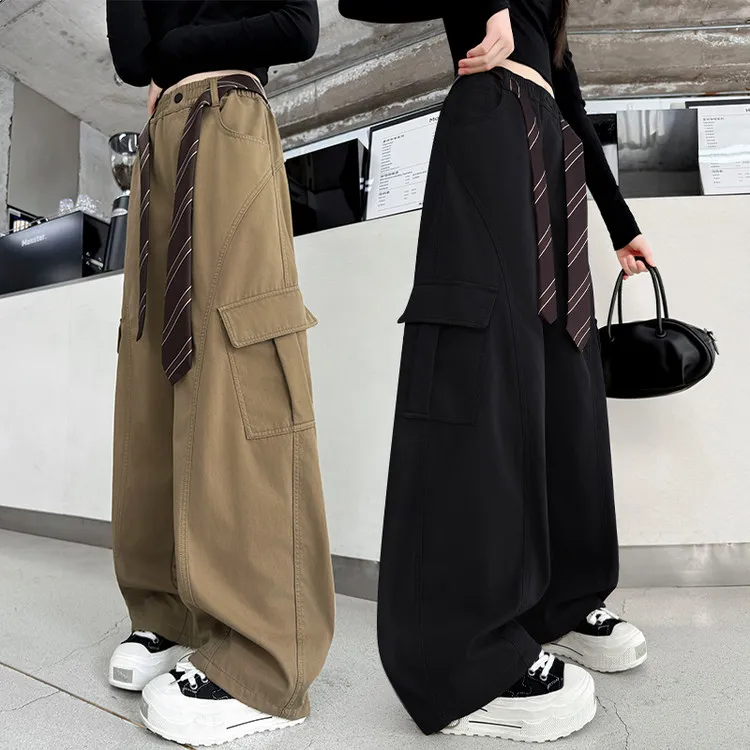 女童裤子春秋女大童韩版炸街休闲裤儿童女装初中生潮酷街舞工装裤