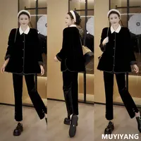 【念禾】小众高级感圆领真丝丝绒高定棉服外套 衣长73 25-451#