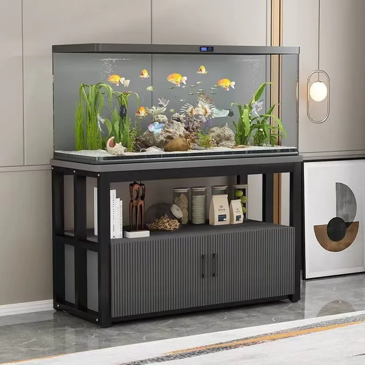 简约鱼缸柜底柜家用客厅承重鱼缸架特厚可定做水族箱底座柜储物柜