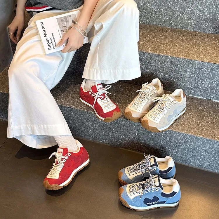 增高4CM女鞋2025夏爆款流浪鞋轻薄款小个子复古德训鞋