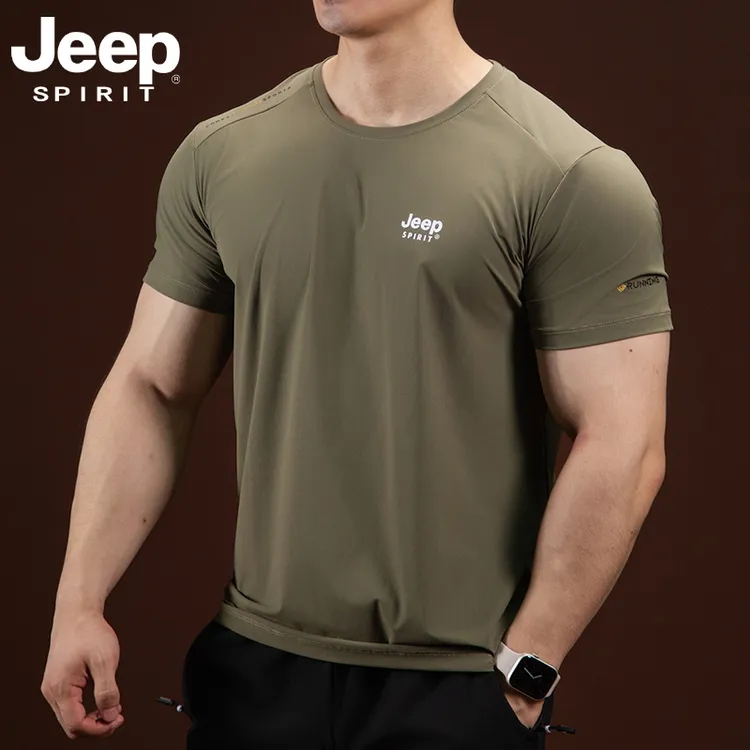 JEEPSPIRIT男士短袖T恤夏季速干冰感冰丝宽松大码清凉运动半袖