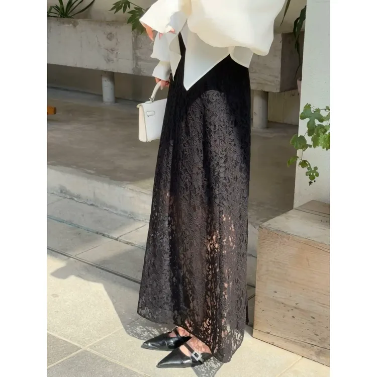 IDENTIFIES/易缔媤新款蕾丝高腰显瘦女透气优雅洋气半身裙D23037