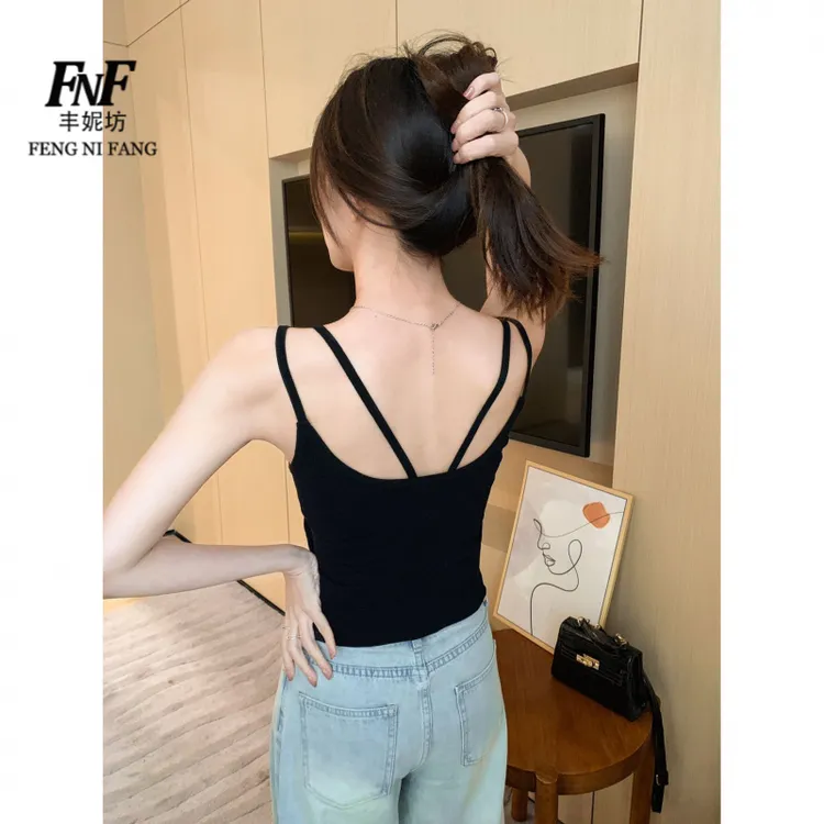 小吊带背心女夏外穿网红爆款美背内衣交叉带胸垫性感针织打底上衣