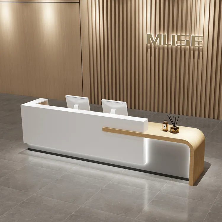 简约现代美容院前台接待台烤漆收银台办公室吧台桌公司酒店前台