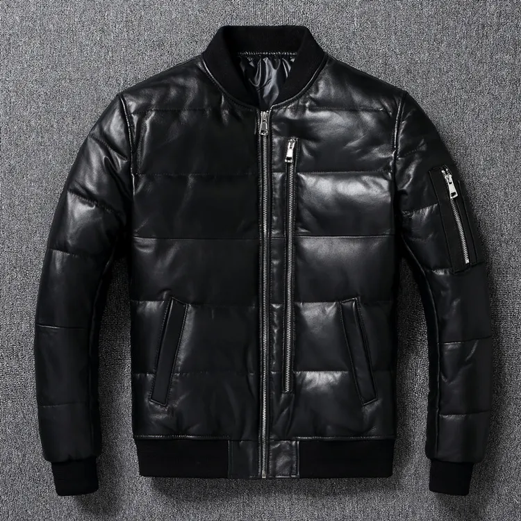 CORNUCINAT冬季真皮加厚羽绒服头层绵羊皮面包服男士保暖皮衣外套