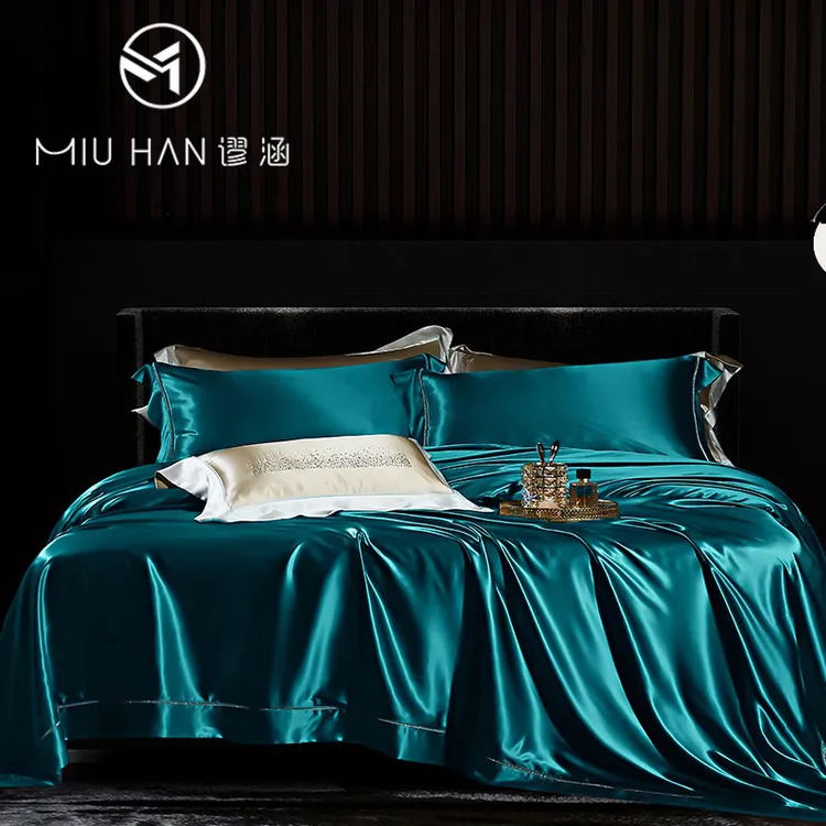22姆米重磅100%桑蚕丝双面全真丝高端别墅四件套支持定制任意尺寸