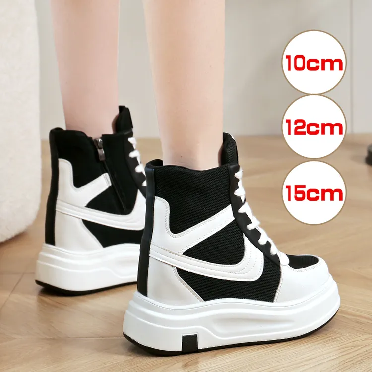 隐形增高10-15CM新款夏季网面小白鞋显高轻便透气女鞋情侣款33-45
