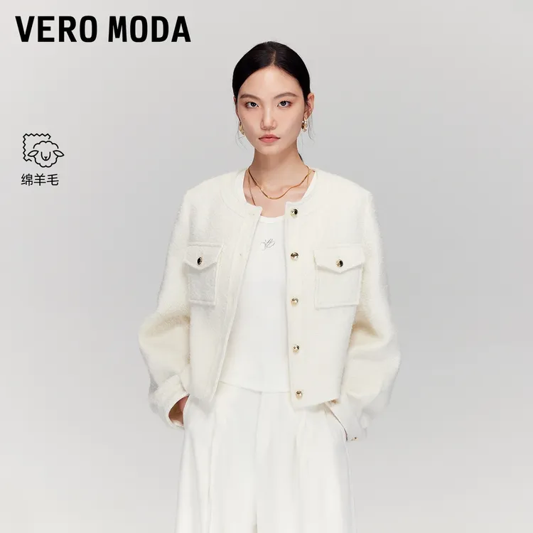 Vero Moda毛呢外套【小雪球】含绵羊毛小香风短款流光风325327001