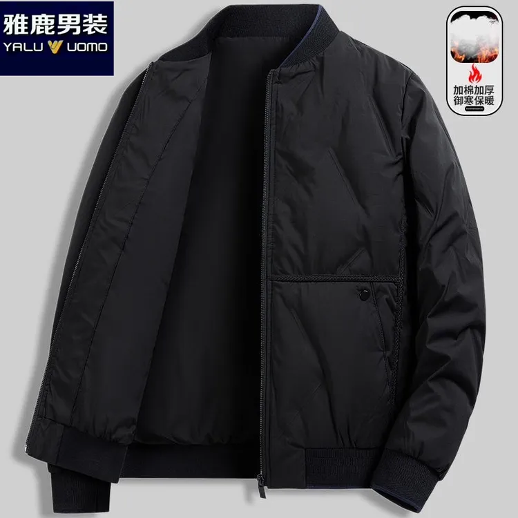 雅鹿男装冬季男士大码羽棉服棉衣保暖加厚立领外套休闲爸爸外套