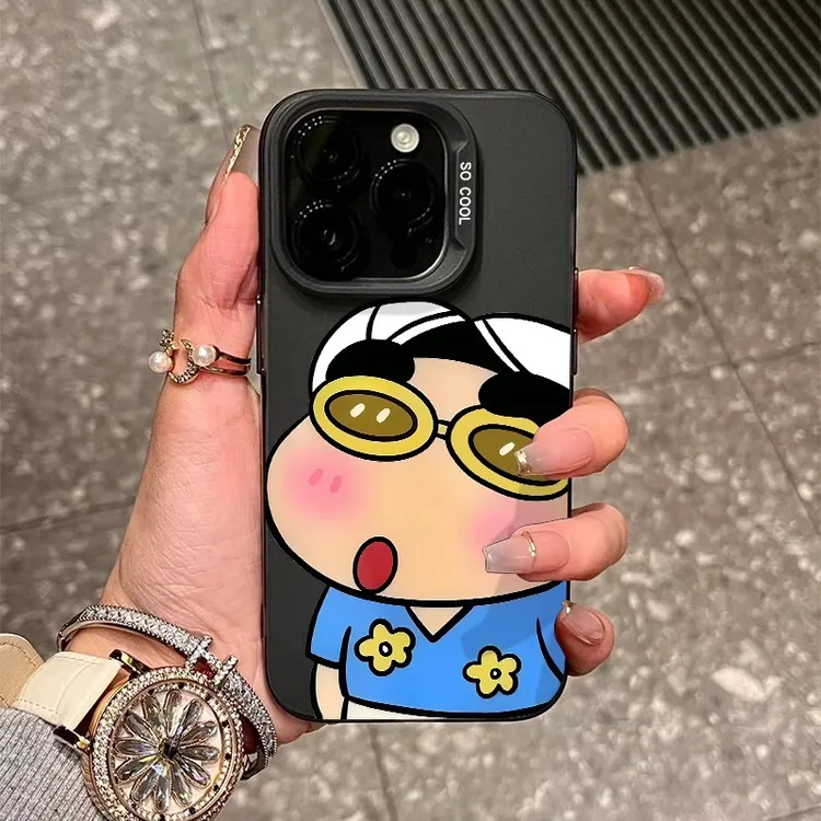 磨砂款眼镜小新适用苹果16promax手机壳iphone15/12/13卡通11透明