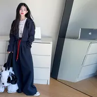 女童卫衣秋款套装2025新款儿童洋气连帽开衫中大童阔腿裤套装