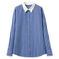 【初棉】25秋撞色翻领宽松条纹衬衫366604027