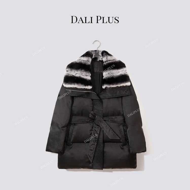 DALI PLUS“獭兔毛领90白鹅绒”桑蚕丝超保暖加厚羽绒服-D5MM3367