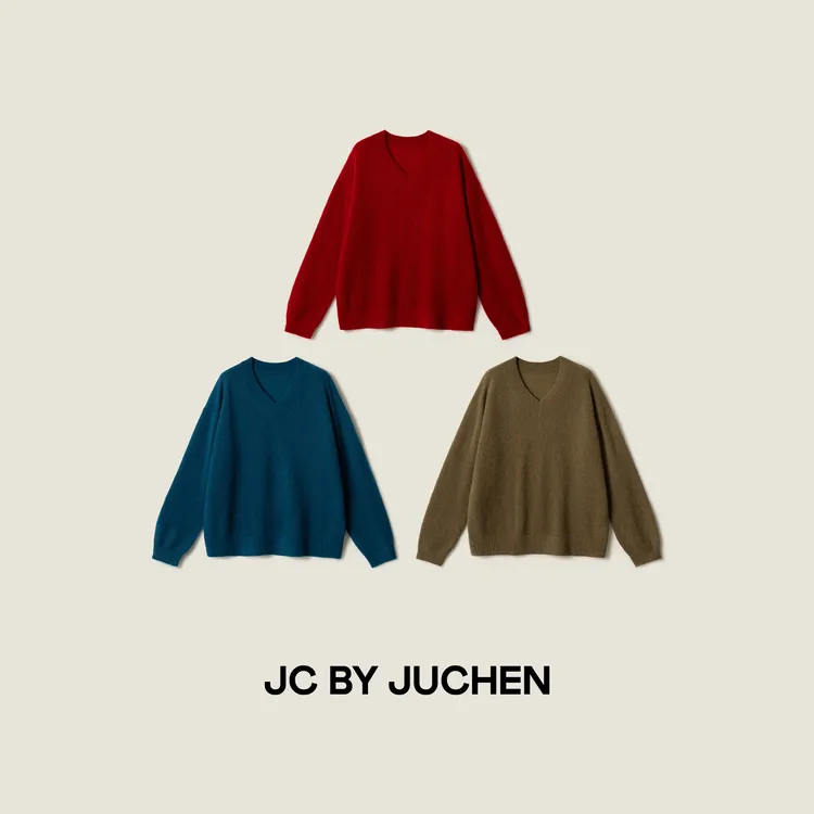 R0W康赛妮纱线丝羊绒套头慵懒V领设计气质毛衣 FW108004-214