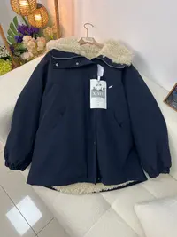857区D7731藏蓝色女冬款中长款厚款拉链一等品派克服常规翻领