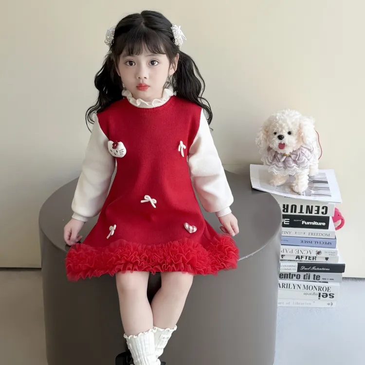  女童公主裙毛衣裙秋装3-6岁宝宝裙子秋装小女孩生日裙儿童连衣裙