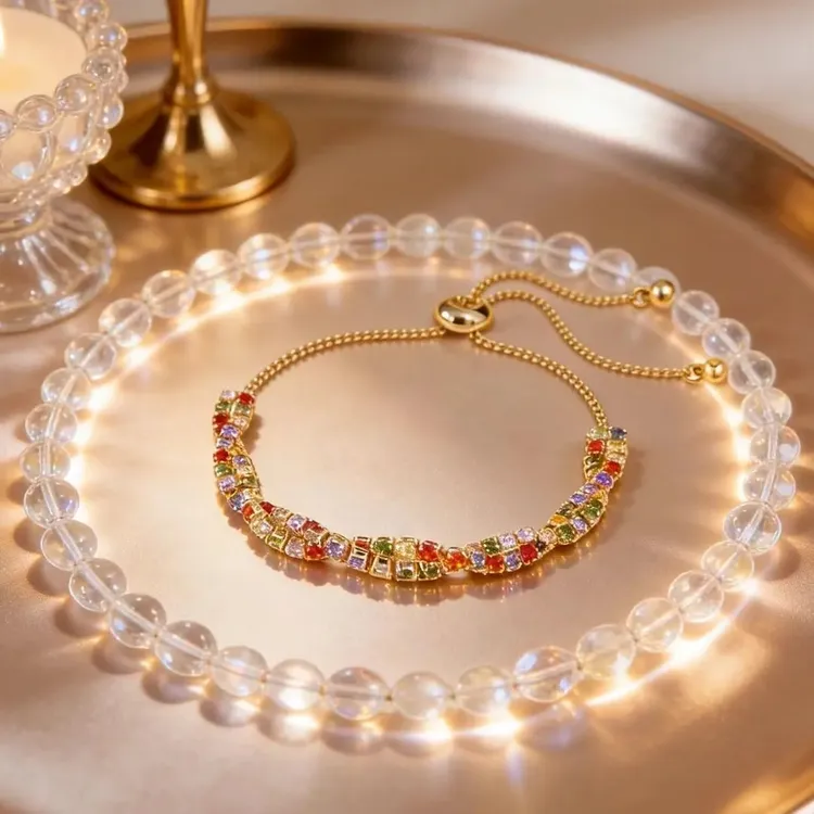 锆石手链 新款多巴胺彩色锆石手链可调节精致时尚百搭商品图