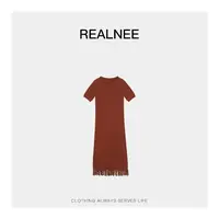 REALNEE【菀菀步摇】夏季重工手工流苏设计棉感显瘦连衣裙03776