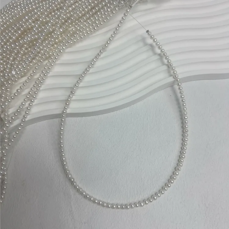 天然珍珠A506#3-4MS925银近圆小米珠珍珠100%天然珍珠项链
