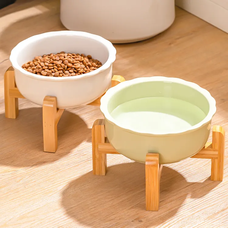 猫碗陶瓷宠物水碗粮食碗狗狗饭碗防打翻高脚碗水碗猫咪食盆猫粮碗