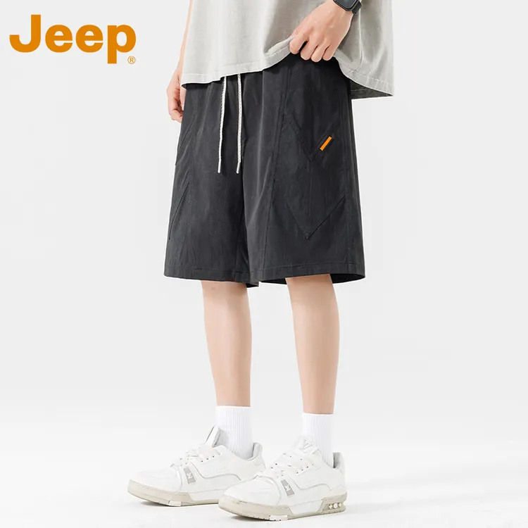 JEEP吉普薄款五分休闲短裤男2025夏季新款宽松直筒运动做旧脏脏裤