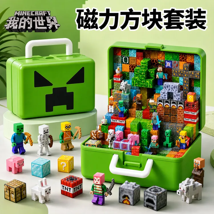 我的世界磁力方块全套正版苦力帕儿童益智拼装强力磁铁吸积木玩具