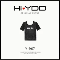 YDD•「Y-967」25新款天丝微透凉感带钻修身百搭短袖上衣HS-644