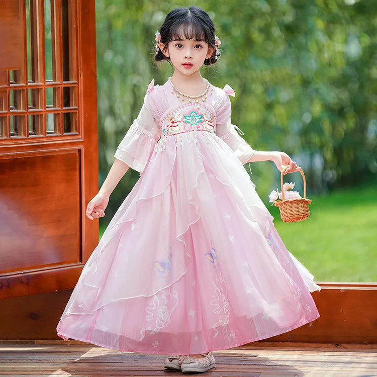 汉服女童夏季中国风儿童超仙唐装连衣裙2025新款小女孩古装公主裙