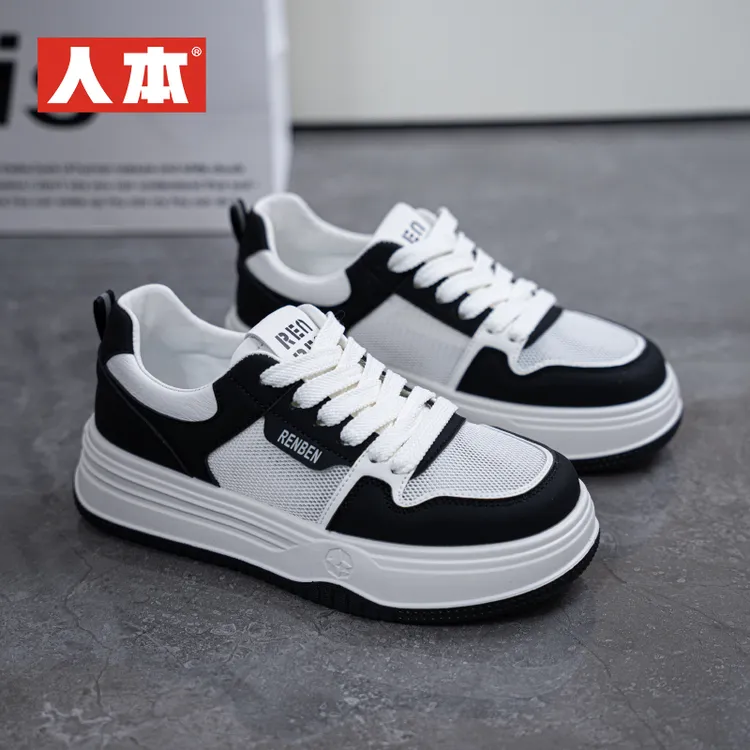 人本网鞋女款2025夏季新款单网平底港风时尚百搭学生休闲鞋