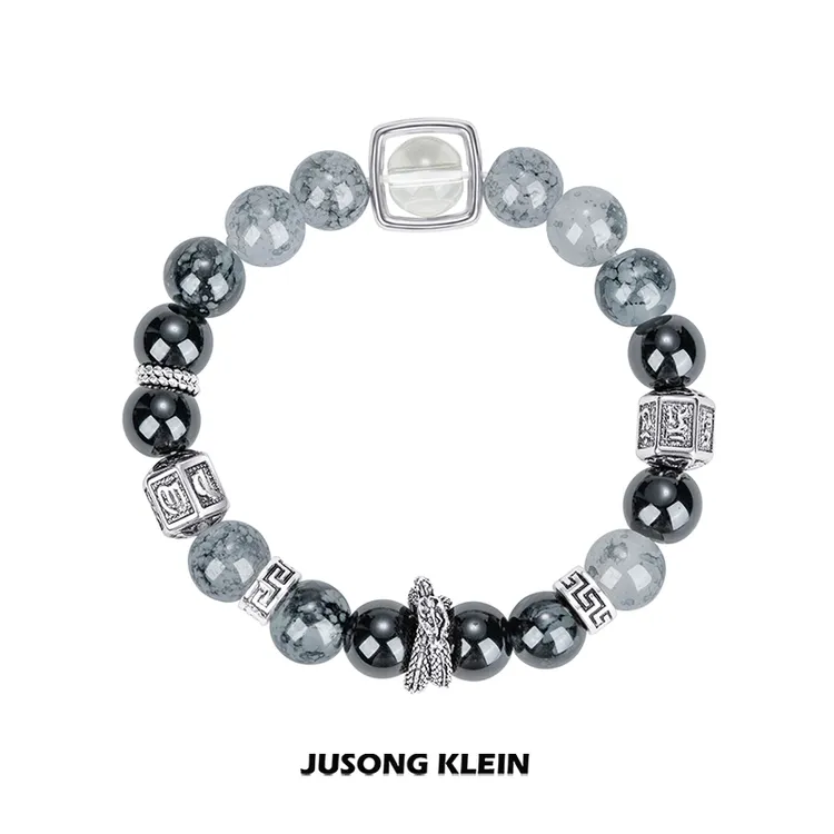 Jusong klein 钛钢玻璃手链 龙脊玄武曜夜手工盘龙琉璃珠男女通用