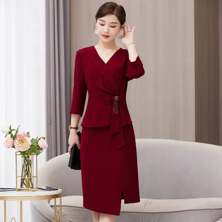 高端新款喜婆婆连衣裙春秋冬婚礼时尚洋气妈妈装婚宴礼服高端结婚