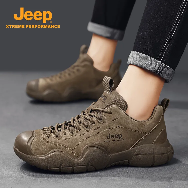 Jeep吉普男士真皮登山鞋2025秋季新款户外徒步防滑耐磨工装运动鞋