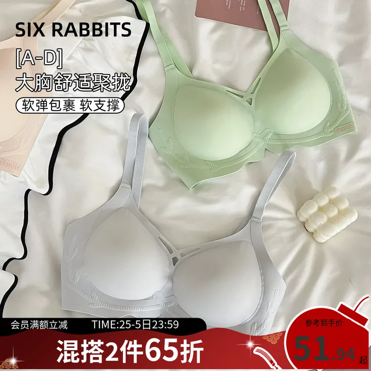 六只兔子小拢杯内衣女小胸聚拢显大舒适果冻条软支撑文胸罩女