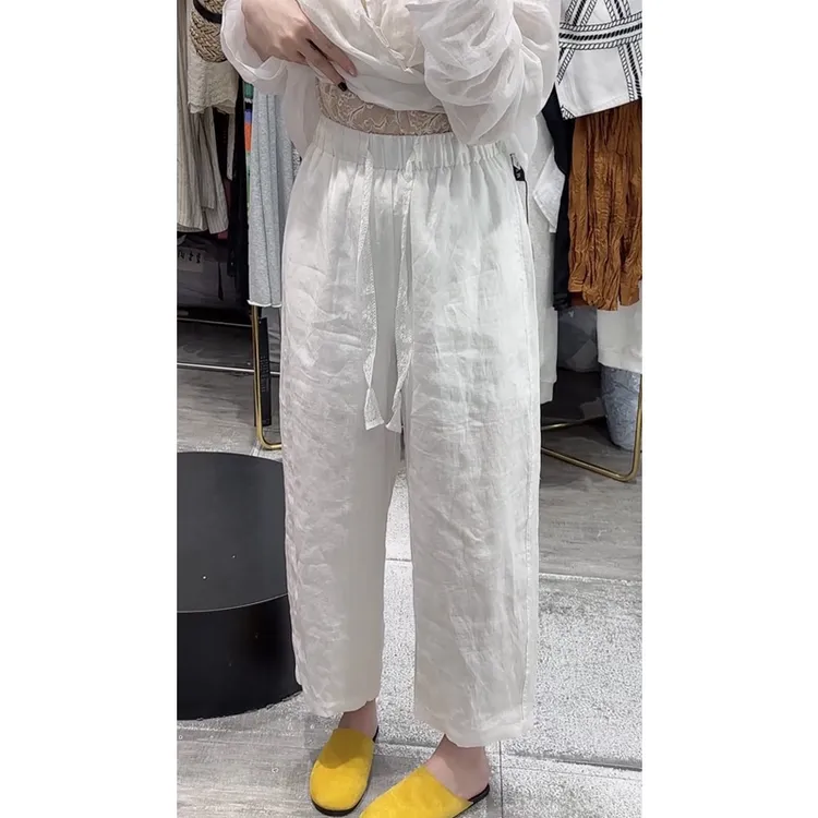 艾塔莉白色宽松休闲裤女显瘦大码阔腿裤夏装新款梨形身材哈伦裤