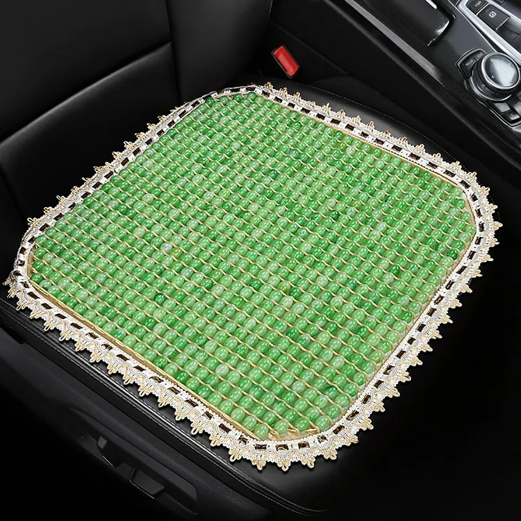 树脂玉纯手工钩花边汽车坐垫夏季珠子凉垫舒适防滑女士专用座椅垫
