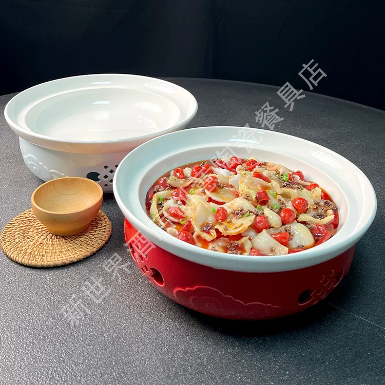 经典祥云陶瓷加热保温明炉蝴蝶结款酒店商用家用高档餐具品质好物