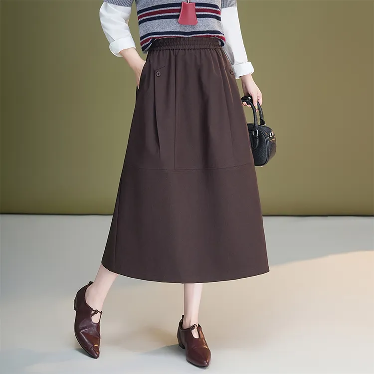 半身裙女松紧腰百搭秋季2025新款遮胯A字花苞裙显瘦气质休闲裙子