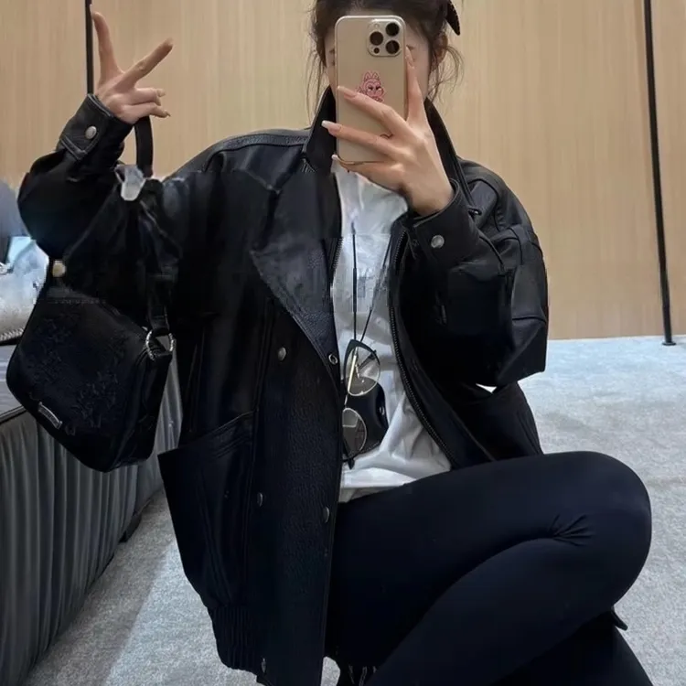 海宁2025春秋新款爆款皮衣外套女高级感真皮绵羊皮短款大机车