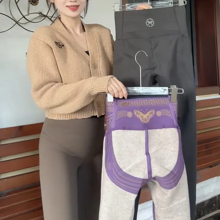 小腹婆秋冬款女鲨鱼芭比裤新款护膝加绒加厚瑜伽修身保暖打底裤