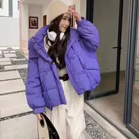 A04#短款羽绒服女2025冬新款韩版宽松时尚设计感抽绳显瘦连帽外套
