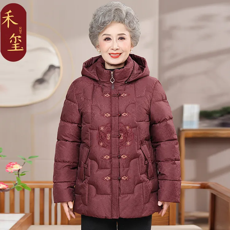 妈妈装冬季棉服国风棉衣唐装上衣中老年奶奶冬装保暖棉袄连帽外套
