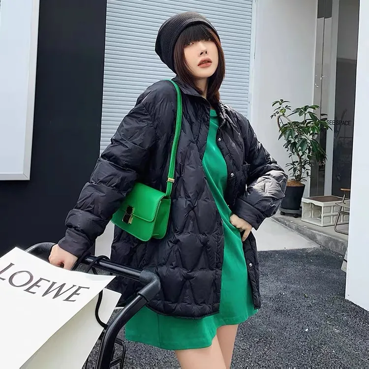 轻薄羽绒服女春季黑色2025新款设计感休闲宽松白鸭绒韩版夹克外套
