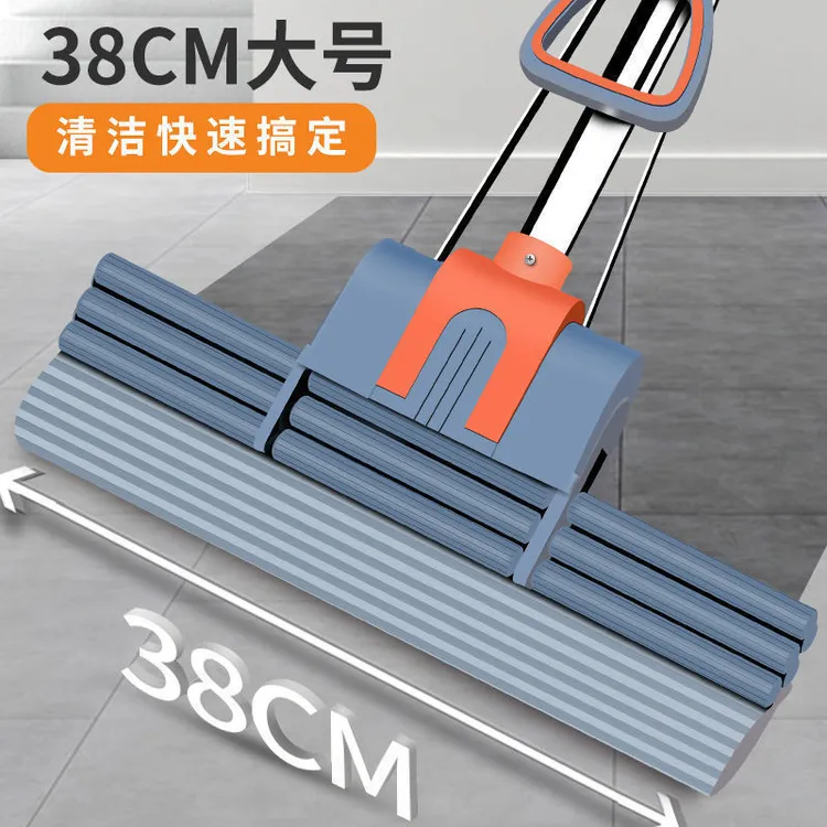 可伸缩新款海绵拖把胶棉挤水拖地滚轮超强吸水免手洗家用大号耐用